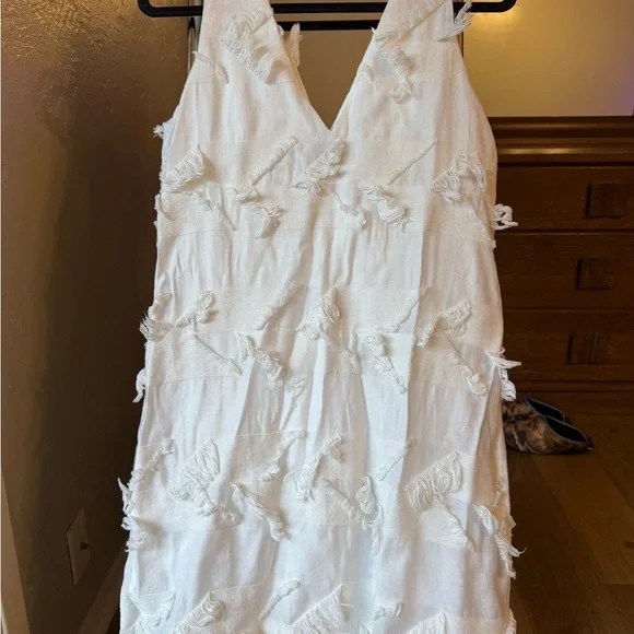 Anthropologie Mauve White Textured Women's Dress - Picture 4 of 8